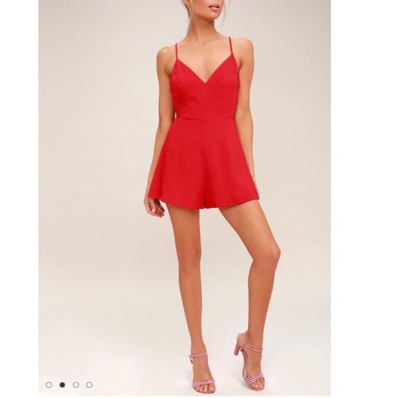 Lulus Roxanna Red Tie Back Romper - Picture 12 of 13